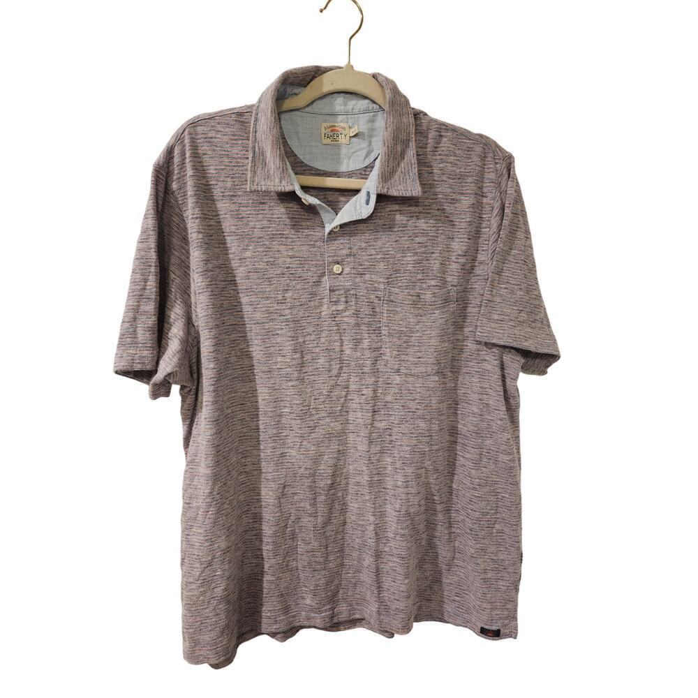 Faherty Men's‎ Heather Polo Size XL gray pink organic cotton
